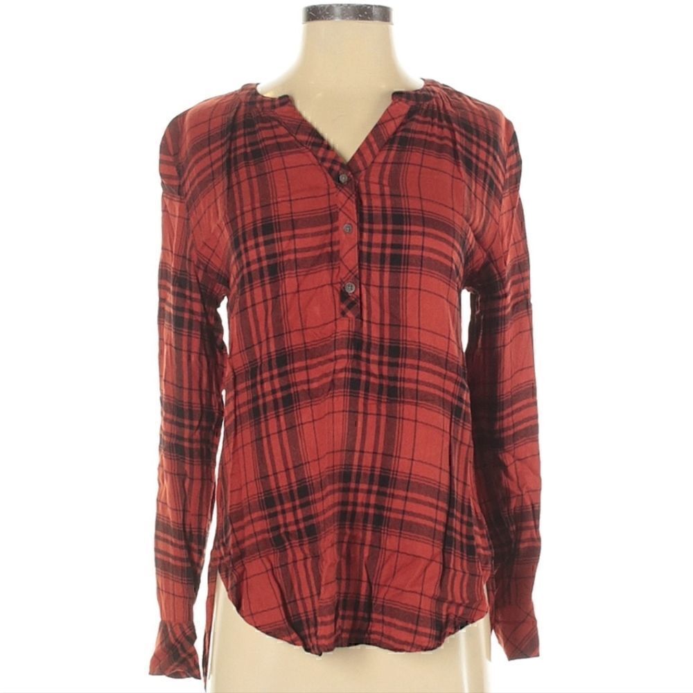 Universal Thread Flannel Plaid Collarless Shirt.